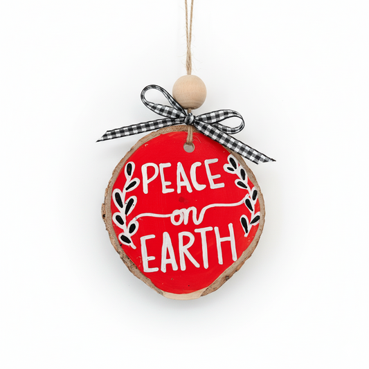 Peace on Earth Rustic Wood Slice
