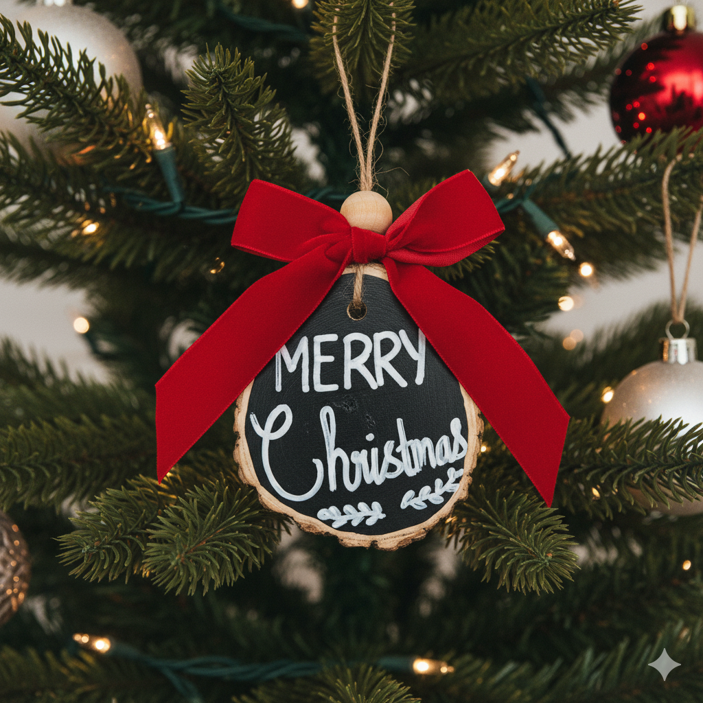 Merry Christmas Rustic Wood Slice