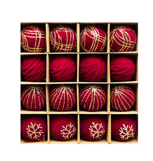 Red Velvet Bauble Set