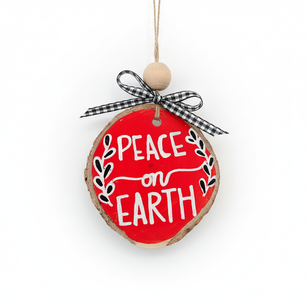 Peace on Earth Rustic Wood Slice